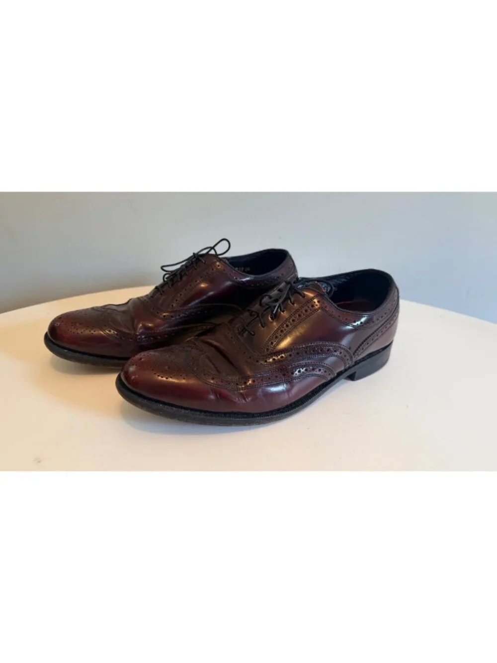 Florsheim Mens Burgundy Leather Wingtip Oxford Dress Shoes Size 9D Made In USA